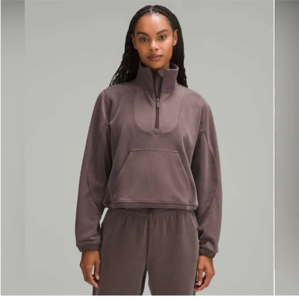 Lululemon Brushed Softstreme Ribbed half zip - espresso - size 2